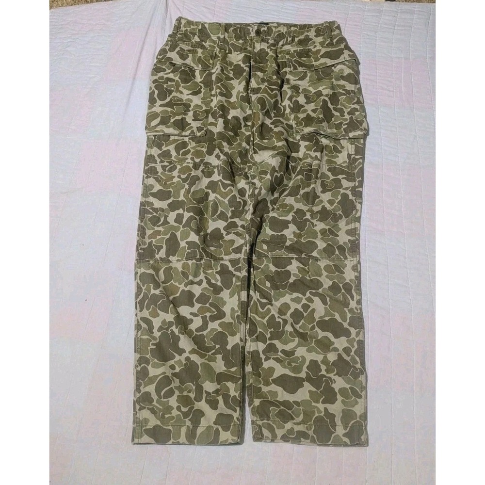 Gap Men 33x30 Duck Camo Utility Pants Cotton Cargo Relaxed Fit Baggy Double Knee